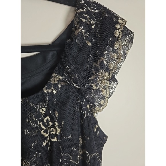 Rabbit Rabbit Rabbit Designs Women's 10 Black‎ Gold Lace Sleeveless Sheath Lined - Picture 3 of 11